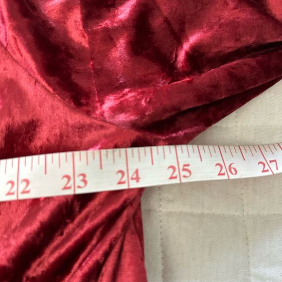 TORRID 3 Womens Jacket 3X Red Crushed Velvet Open Front Long Line Witchy Grunge - Picture 7 of 11